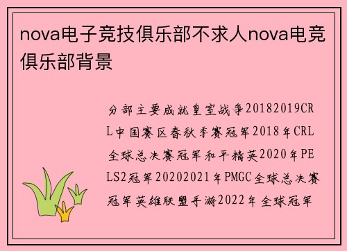 nova电子竞技俱乐部不求人nova电竞俱乐部背景